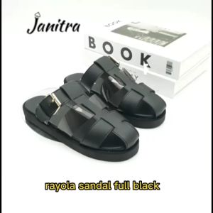 JANITRA OFFICIAL SHOP / Rayolla Sandal Platform Wanita Full Black Sintetis Mika Sendal Wanita Viral