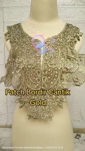 (Per Pcs) AP493 Kerah Bordir / Aplikasi Leher / Patch Leher Gold Muda Cantik