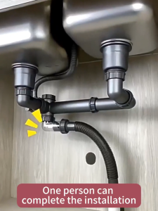Cống Thoát Nước Bồn Rửa Nhà Bếp Khe Đôi Chống Tắc Nghẽn Bộ Lọc Cống Thoát Nước Bồn Rửa Mặt