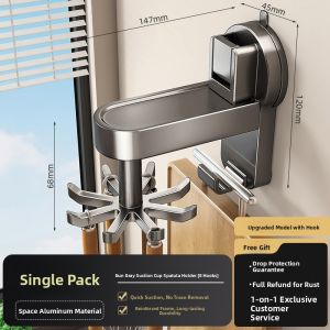 ZHUOLESHI | No-Drilling Space Aluminum Pot Spatula Holder