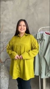 Kemeja Wanita Jumbo Polos LD 120 Shakila Twill By Azka Collection