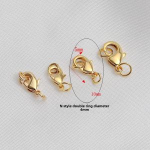 Silver Plated Spring Clip Fish Tail Lobster Clasp Necklace Tail Chain Handmade DIY Jewelry Accessories 18K Gold Plated