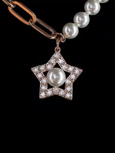 💖Swarovski💖Stella rose gold star white pearl pavé diamond bracelet S925 sterling silver womens fashion bracelet hypoallergenic non-allergenic Valentines Day gift birthday gift for girlfriend bestie