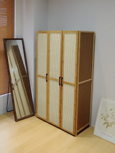 【Thickened and upgraded】Large Capacity Wardrobe Cabinet Dustproof Bamboo Rattan Cabinet For Clothes Bedroom Wardrobe Clothes Storage Heavy Duty
