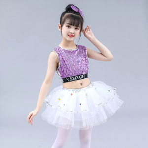 Bộ Trang Phục Biểu Diễn Khiêu Vũ Jazz Cho Bé Gái Phong Cách Hip Hop Váy Xếp Ly Nhung Sequin Cho Bé Gái Từ 3 Đến 14 Tuổi