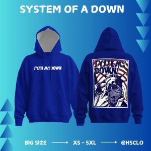 Hoodie Jumper HSCLO Warna Biru Musik Band System Of A Down Bahan Fleece Jaket Lengan Panjang Ukuran Jumbo Big Size XS S M L XL XXL 3XL 4XL 5XL