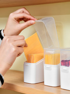 SP Cheese Slice Storage Box Refrigerator Cheese Preservation Box Side Door Butter Box Pure Color Japanese Style Home Organizer