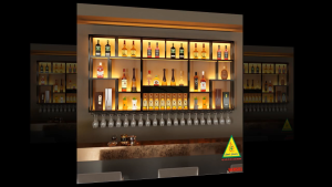 KỆ TRƯNG RƯỢU KHUNG SẮT – MẶT GỖ CÓ ĐÈN 5KRS01 - NỘI THẤT LẮP RÁP VIENDONGADV