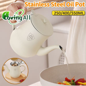 B-HQ Stainless Steel Oil Pot with Filter Oil Storage Tank with Dust Cover Kitchen Pot Oil Storage Bottle Kitchen Gadget