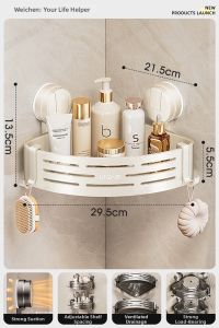 Weichen | Strong Suction Wall Mount Shelf Triangular Basket