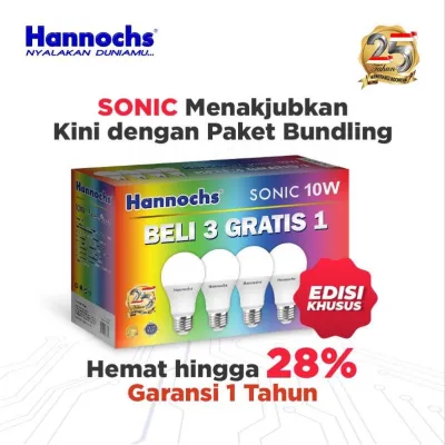 Led Hannochs Paket 3 Free 1 - 6w 10w 13w / Lampu Led Pack Hannochs