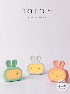 Cute Charging Intelligent Rabbit Alarm Clock with Night Light Childrens Lovely Bedside Lamp Smart Button Control Low Voltage