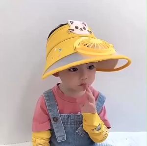Mũ Che Nắng Cho Bé 2in1 Có Quạt Mini – Mũ Chống Nắng Trẻ Em Nón Làm Mát Mũ Rộng Vành Đi Biển