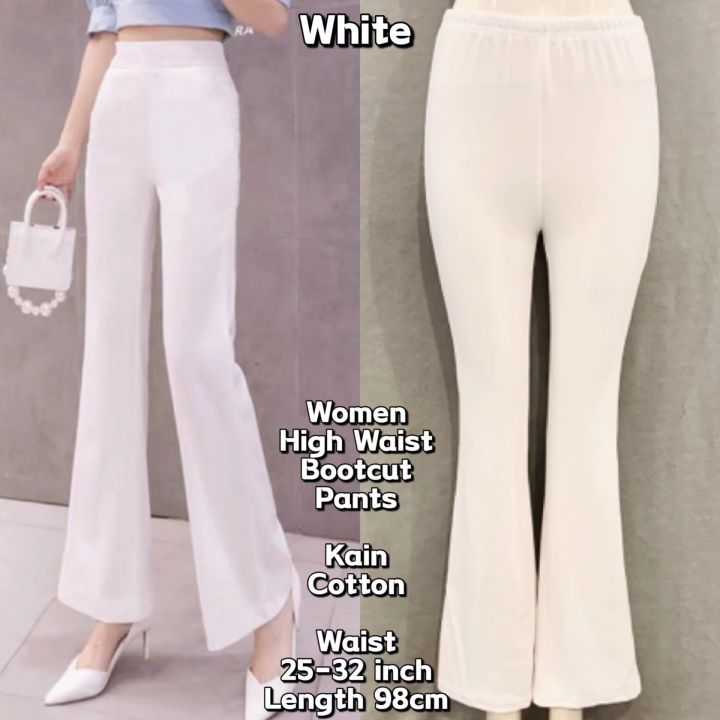 White Bell Bottoms Pants for Women, White Flared Pants Women, High