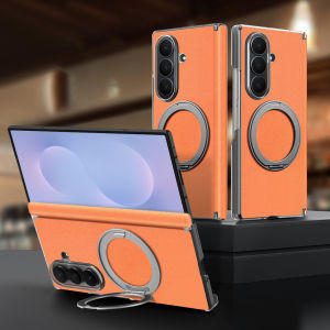 szhaiyu | Shockproof Leather Case For Samsung Galaxy Z Fold 8 Ultra 7 6 For Magsafe Magnetic With 360 Rotating Ring Stand Hinge Protection