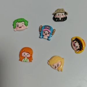 Bandai | 6 Cái/bộ Hoạt Hình Mũ Rơm Cướp Biển Nhựa Anime Các Bức Tượng Nhỏ One Piece Luffy Zoro Ốp Điện Thoại Phụ Kiện Kem Keo Nhân Vật Hành Động Quà Tặng