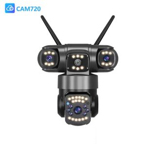 V380 Pro 3 Lens Security Cam 3 Live View In One Screen | WiFi 4G LAN Connection AI Human Detection Alarm Outdoor IP Camera