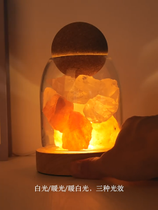 Natural crystal mineral stone aromatherapy diffuser stone for home use flameless incense burner fragrance diffuser USB rechargeable three-color light.