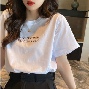 Loose Short Sleeve round Neck Printed T-Shirt Womens Summer New Style Base Layer Top Comfortable Breathable Casual Tee