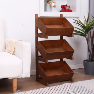 3 Layers Solid Wood Multipurpose Storage Rack