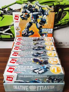 Enlightenment Building Blocks Transformable Police Robot Toy for Boys Six-In-One Combination Puzzle Educational Plastic Blocks