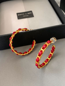 Exaggerated Red Circle Earrings Womens Luxury Vintage Hong Kong Style Fashion Jewelry Elegant Atmosphere Ear Jewelry