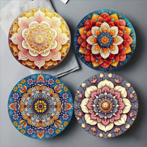 4-piece set - wooden placemat anti slip and heat-resistant desktop protection dining table decoration restaurant gift