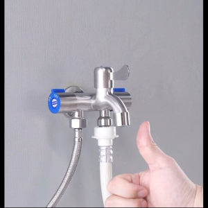 BOOMBANG Stainless Steel Two/Three Way Tap Angle Valve Multifunctional Washing Machine Faucet Bathroom Sink Faucet