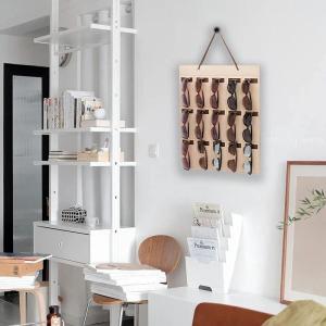 Felt Hanging Sunglasses Organizer 15 Slots Sturdy Leather Strap Eyewear Storage Display For Closet Wall Door Household Accessory
