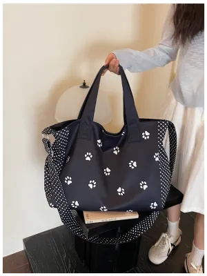 Cute Cartoon Paw Print Tote Bag Large Capacity