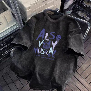 Washed Pure Cotton Short Sleeve T-Shirt Mens Summer New Style American Heavyweight Loose Teenage Top Breathable Casual Wear