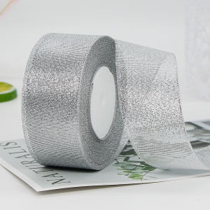 Vàng Bạc Lấp Lánh Ruy Băng 22M Cuộn 6-50 Mm Chiều Rộng Organza Thủ Công DIY Tiếp Liệu Cho Bánh Cưới Quà Tặng Trang Trí