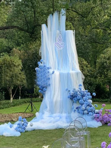 ผ้าคลุมตกแต่งงานแต่งงานสีฟ้ากลางแจ้ง ผ้าคลุมตกแต่งสวนเด็ก ผ้าคลุมตกแต่งบรรยากาศ ผ้าคลุมตกแต่งวันเกิด ผ้าคลุมตกแต่งงานปาร์ตี้