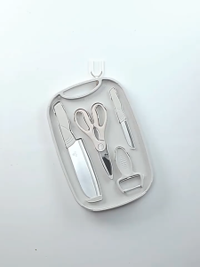INXX 5PCS Knife Cutting Board Set Kitchen Knife Set Fruit Stainless Steel Vegetable Scissor Tools