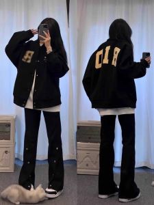 Áo Khoác Bóng Chày Cổ Điển Mỹ Dành Cho Nữ 2025 Xuân Thu Mới in Chữ Rộng Rãi Đa Năng Thường Ngày Cho Cặp Đôi