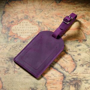 Genuine Leather Luggage Tag Suitcase Labels Baggage Leather Boarding Bag Tag Name ID Address Holder for Travel Accessory