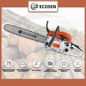 ECOSEN 20/22/24Inch Alat Outdoor Mesin Gergaji Chainsaw Untuk Potong Kayu Alat Pemotong Gergaji Lanjut Bensin Portabel