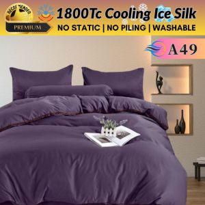 DREAMLUX 1800Tc Ice Silk Bedsheet With Comforter Set Super King 7in1 | Cadar Sejuk Cool Bedding 冰丝床单