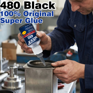 6pcs 480 Black Super Strong Glue Instant Quick-drying Black Cyanoacrylate undiluted solution Adhesive (0.7oz)Leather Rubber Tyre plastic andTires Bonding Liquid Glue ToolIncludes distributor.