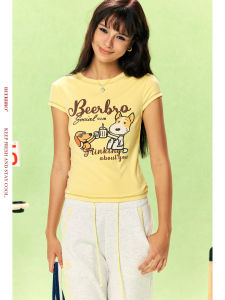 Vintage Dog Print Slim Fit T-Shirt