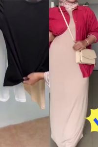 【NYDIA FASHION】INNER SHIRT & DRESS Inner Lengan Panjang Inner Skin Colour Fashion Clothing Sets Cotton Rayon