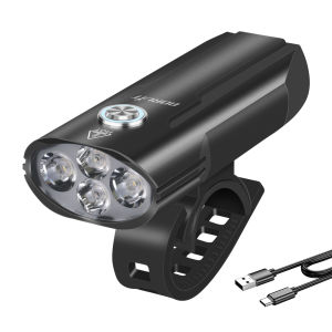 BORUiT LED Bicycle Light with Power Display Type-C Rechargeable IP67 Waterproof Bike Headlamp Memory Function for Outdoor Riding