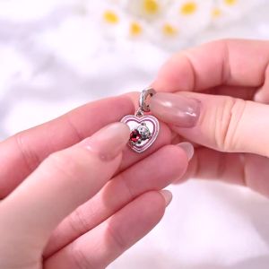 Mặt Dây Chuyền Bạc 925 Hình Trái Tim Ngọt Ngào Lấp Lánh Gấu Hồng Dành Cho Quà Tặng Tự Làm Phù Hợp Với Vòng Tay Lắc Tay Nữ.
