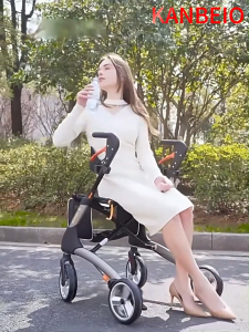 (SG local inventory) Lightweight 6.4KG multifunctional walker rehabilitation walking exercise can sit down and rest equipped with shopping bag