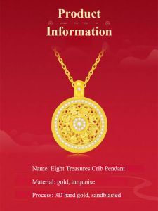 [Fortune-Bringing And Fortune-Attracting] Rotatable Eight-Treasure Compass Pendant Good Luck Hollowing Necklace 八宝罗盘吊坠项链