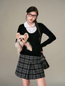 OIOI ESSE | Áo Knit Cổ U Sâu 2-trong-1 cho Phụ Nữ