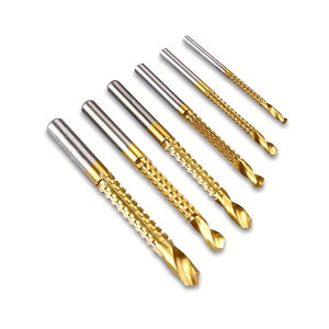 6pcs Titanium Coated Drill Bit Set for Wood&MetalHSS Round Shank Multi-Function Twist Drill BitsWoodworing Tools Hole Opener