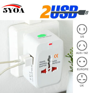 5YOA Electric Plug Power Socket Adapter International Travel Universal Charger Converter EU UK US AU Option USB
