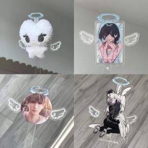 Transparent Angel Wings Raincoat Clothes for 10cm Cotton Dolls Kpop Doll Wearables Hanging Pendants When Bag Hanging