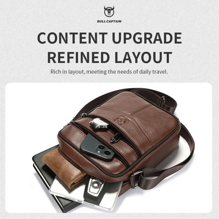 BULLCAPTAIN%20Men's%20leather%20shoulder%20bag%20multifunctional%20and%20high-capacity%20cowhide%20crossbody%20bag%20handbag%20Casual%20Messenger%20Bag%20-%20Image%204